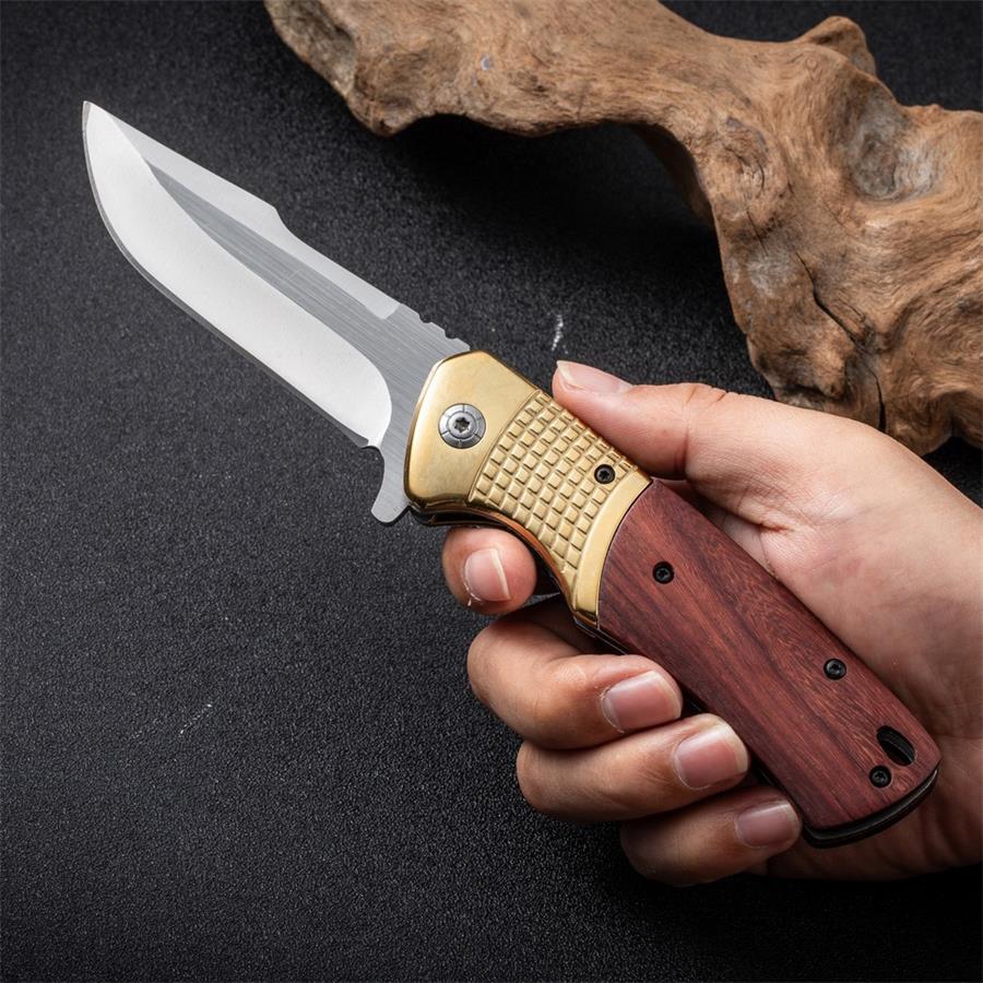 Wooden Handle Outdoor Folding Knife Camping Survival Knives - Image 2