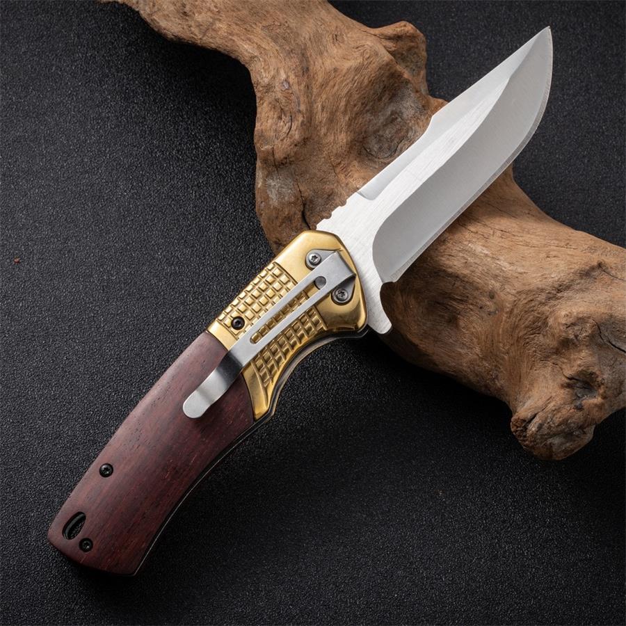 Wooden Handle Outdoor Folding Knife Camping Survival Knives - Image 3