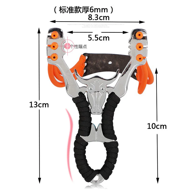 Zinc Alloy Slingshot Cow Three Card Leather Ball Mirror Cow Head Slingshot Stand - Image 2