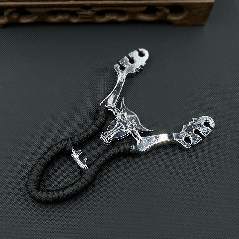 Zinc Alloy Slingshot Cow Three Card Leather Ball Mirror Cow Head Slingshot Stand - Image 3