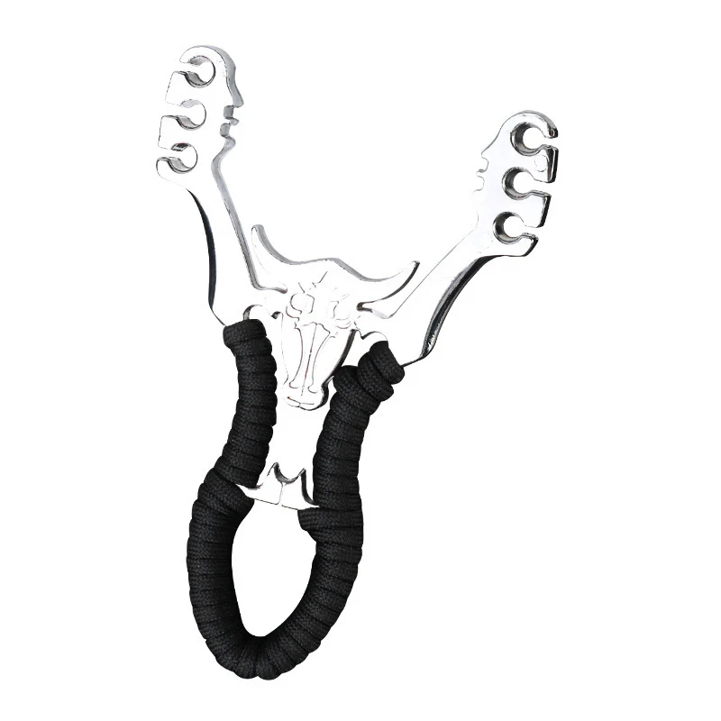 Zinc Alloy Slingshot Cow Three Card Leather Ball Mirror Cow Head Slingshot Stand - Image 4